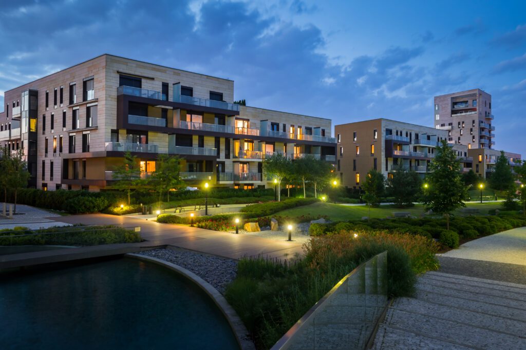 Green Park With Modern Houses